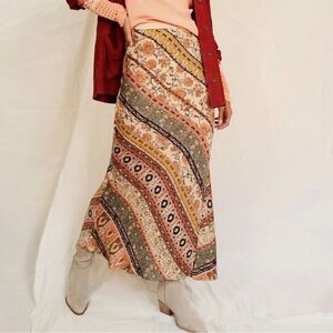 Free People Colorful Patterned Maxi Skirt